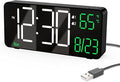 KOSUMOSU Digital Alarm Clocks for Bedrooms,6.7in Black Small Digital Clock for Bedroom, Auto Dimming,Date,Week,Seconds or Indoor Temperature,Desk Clocks for Living Room,LED Alarm Clock Calendar