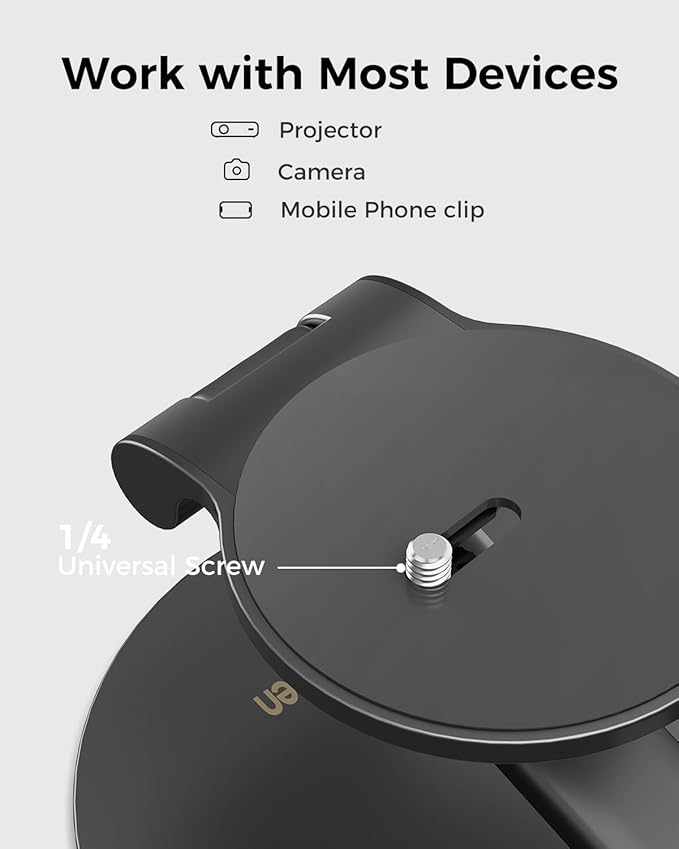 Aurzen Projector Foldable Stand, Ultra-Compact with Easy Setup, 180° Rotation, Compatible with TMY, HAPPRUN, Yaber, Epson & Most Projectors (¼-Inch Screw, Only Stand)