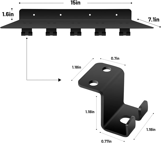 RIMLUFE fit for Tonal Accessories Shelf Organizer Gym Storage Rack Wall Shelves with Hooks, Floating Shelves Black Gym Equipment Storage Wall Decor for Home Gym T Lock Adapter Organizing