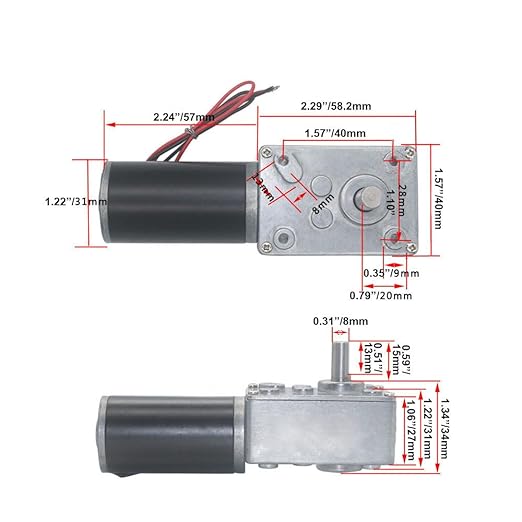 BRINGSMART 12V 5rpm DC Worm Gear Motor 35kg.cm Self-Locking Reversed Mini Turbine Geared Motor for DIY Robot Rotating Table Door Lock Curtain Machine (12V 5rpm)