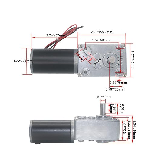 BRINGSMART 12V 27rpm DC Worm Gear Motor 50kg.cm Self-Locking Engine Reversed Mini Turbine Geared Motor for DIY Robot Rotating Table Door Lock Curtain Machine (12V 27rpm)