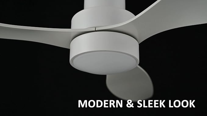 SMAAIR 52 Inch Ceiling Fan with Light and Remote Control, Flush Mount Ceiling Fans with Lights, Reversible, Noiseless DC Motors, Dimmable, Indoor Ceiling Fan for Bedroom, Living Room, White