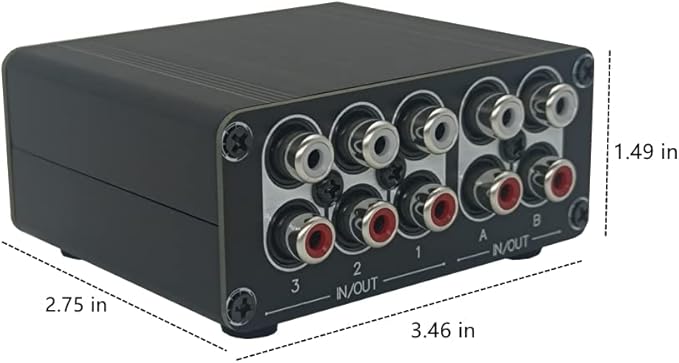 TENEALAY 3 in 2 Out RCA Stereo Audio Switch Input Signal Source Switcher Selector Splitter Box -RC32