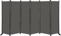 MAYOLIAH 6 Panel Folding Privacy Screen 9ft Wide, 6ft Tall Partition Room Divider Portable Office Walls Dividers Room Separator, Grey