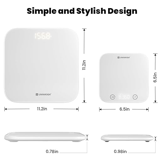 UNIWEIGH Kitchen and Bathroom Bundle-Digital food scale for Ounces and Grams11lb,Slim body weight Scale 400lb,Tempered glass,touch button LCD display,Precise Weight Measuring and Portion Control,white