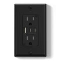 ELEGRP USB Outlets, 15 Amp Wall Outlet with 3 USB Ports, Dual USB C Ports Outlets, TR Tamper-Resistant USB Outlets Receptacles, Wall Plate Included, UL/CUL Listed, 1 Pack, Black