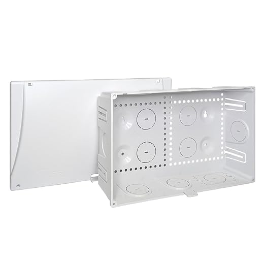 ICC 9” Plastic Structured Wiring Enclosure, Media Enclosure with Cover, Cable Management Box for Residential Structured Cabling, UL Listed, ICRESDC9PE