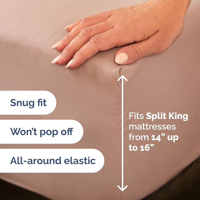 Split Head King Sheet Set – 4 Piece Flex Split Top King Sheets for Adjustable Beds - Fits 14” to 16" Mattress w/ Deep Pockets - Ultra-Soft, Breathable & Cooling - Luxury Bedding & Wrinkle Free - Mauve