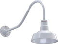 Steel Lighting Co. Hawthorne Barn Light | Outdoor Wall Mounted | 8 inch Dome | 23 inch Gooseneck| Small Farmhouse Light Made in America | White Exterior/White Interior