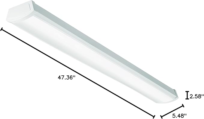 Lithonia Lighting 4 Foot LED Light Fixture, Low-Profile LED Wraparound Flush Mount Ceiling Light, 4000K Cool White, 120V, 48-Inch (FMLWL 48 840)