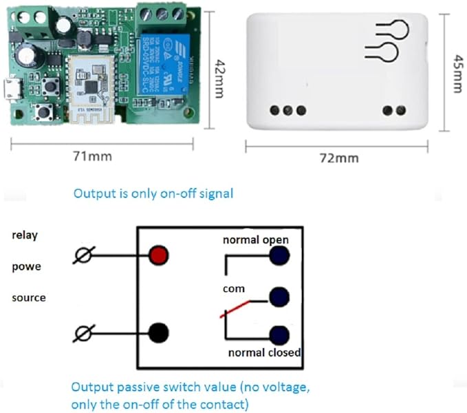 MHCOZY WiFi Smart Switch Relay Module for Home Automation,Add WIFI to access control garage door,eWelink app Remote Dry Contact,Compatible with Alexa,Google assistant (1CH WIFI Bluetooth)