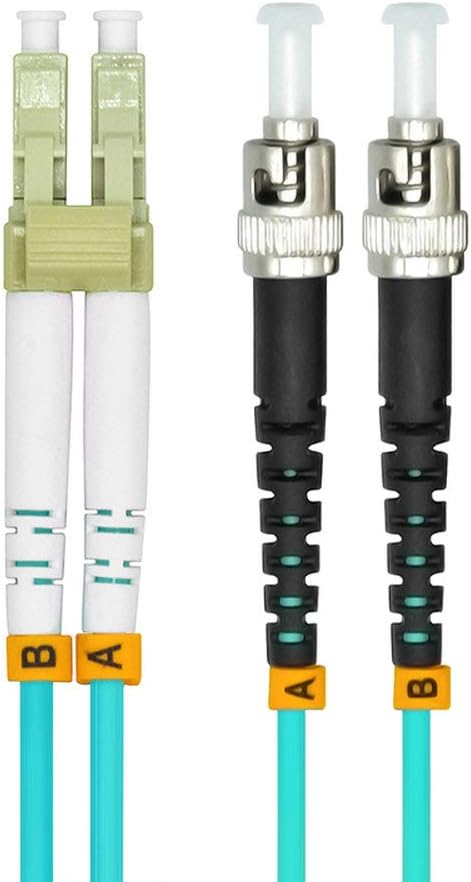 Jeirdus 10 Meters 33ft LC to ST Duplex 50/125 10G OM3 Multi-Mode Fiber Optic Cable Jumper Optical Patch Cord LC-ST