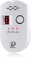 D MODUN Gas Detector, Natural Gas/LPG/City Coal Gas Leak Detector, Plug-in Sensor Gas Monitor with Sound Alarm and LED Display, Methane Propane Butane Combustible Gas Alarm for Kitchen RV Garage-White