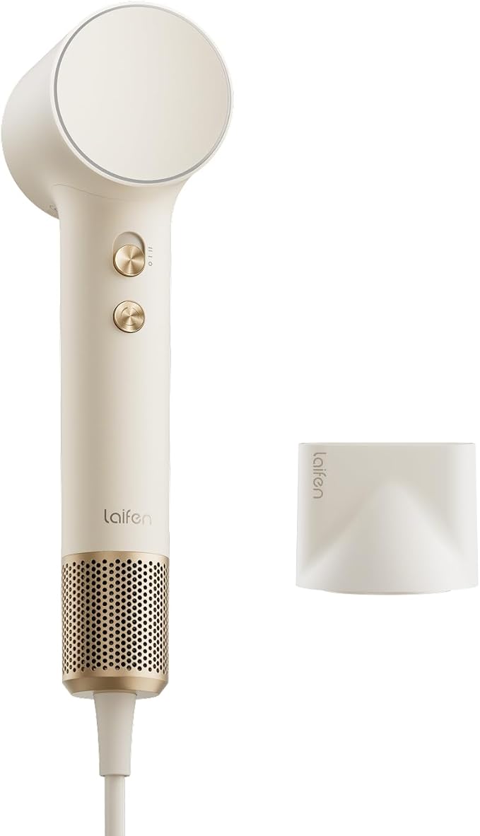 Laifen MINI Hair Dryer, Lightweight and Compact High Speed 200M Ionic Blow Dryer with 110, 000 RPM Brushless Motor for Fast Drying, Low Noise, Hairdryer with Magnetic Nozzle, Child Mode