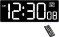 Soobest Digital Wall Clock with Seconds for Gym, Remote Countdown Timer Large LED Display 5 Dimmer, (10.2" White)
