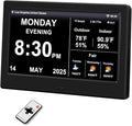 2025 Digital Clock with Weather Forecast & Temperature/Humidity Large Display,Auto Time Sync, Custom Alarms & Medication Reminders, Elderly Memory Loss (Black, 7 Inch)