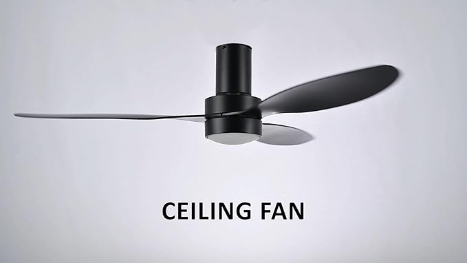 SMAAIR Ceiling Fan with Light and Remote Control 52 Inch, Flush Mount Ceiling Fans with Lights, Reversible, Noiseless DC Motors, Dimmable, Indoor Ceiling Fan for Bedroom, Living Room, Black