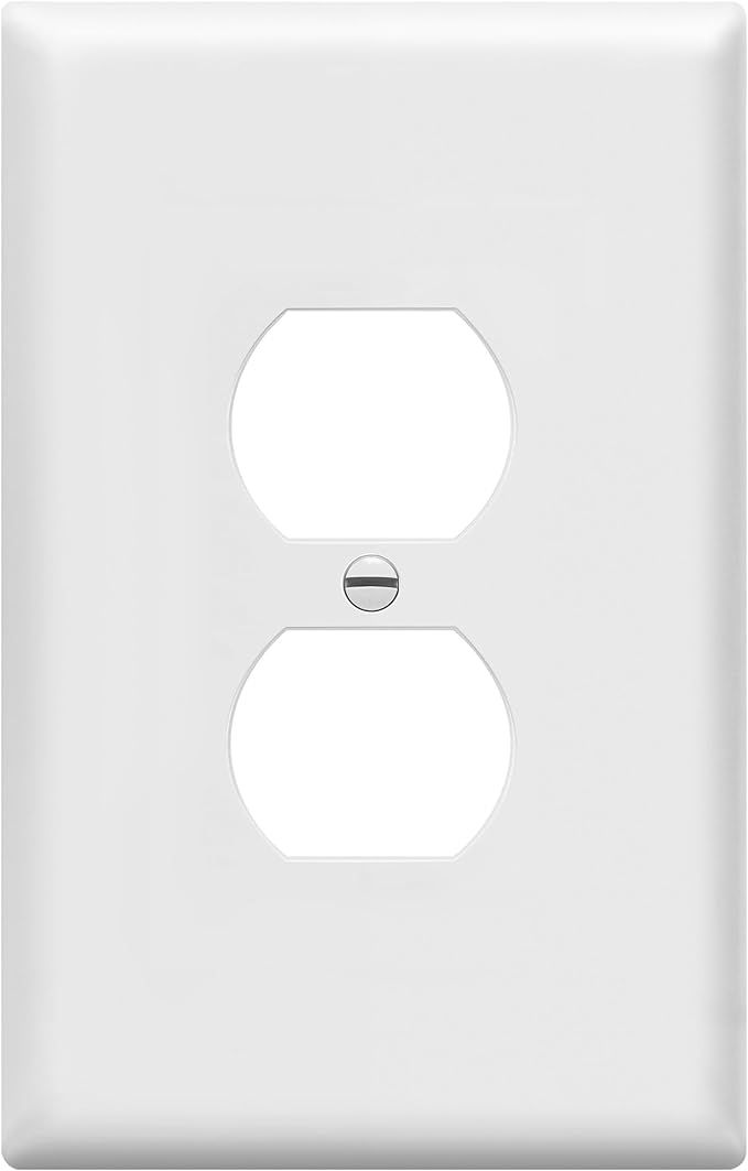 ENERLITES Duplex Receptacle Outlet Wall Plate, Jumbo Outlet Covers, Gloss Finish, Oversized 1-Gang 5.5" x 3.5", Polycarbonate Thermoplastic, 8821O-W, White