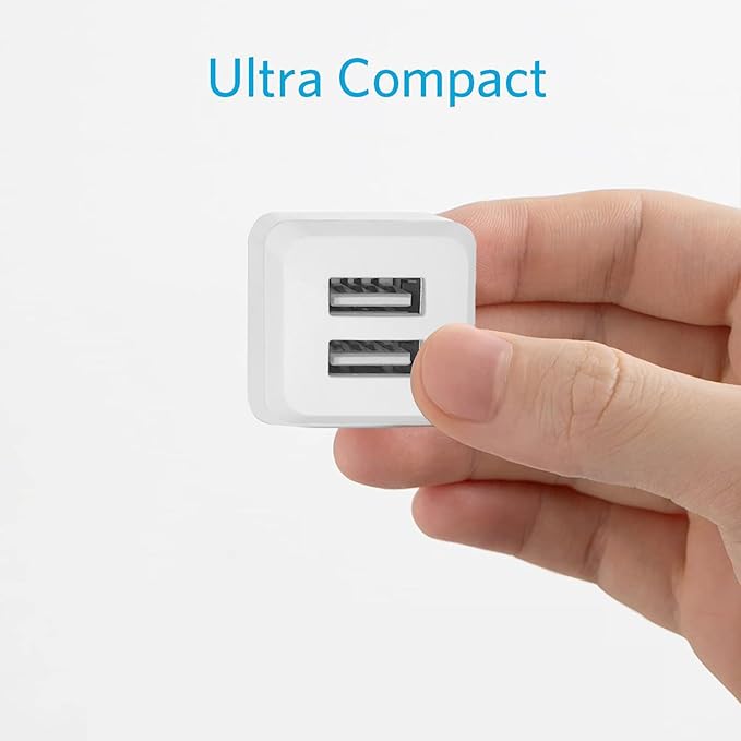 USB Wall Charger, Charger Block，Dual Port USB Cube Chargers，Power Adapter Charging Plug Box Brick for Phone 16/15/14/13/12/11/Pro Max/SE/XS/XR/X,Android Phones, and More (Pure White)
