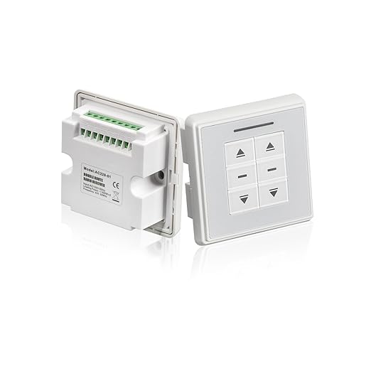 AC228-01 Crystal Style Double Routes Radio Receiver, AC to 24V Motor Switch Controller Electric Wall Switch Emitter for Roller Blinds/Shades Motor