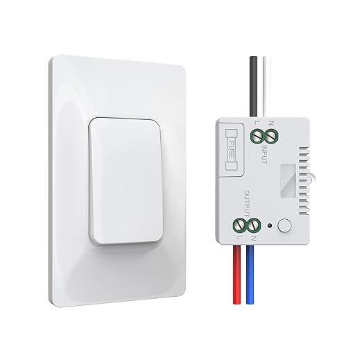Thinkbee Self-Powered Wireless Light Switch and Receiver Kit, Kinetic Remote Control Wall Switch for Lights LED Lamps Ceiling Lighting Fixture Fans No Battery No WiFi Needed