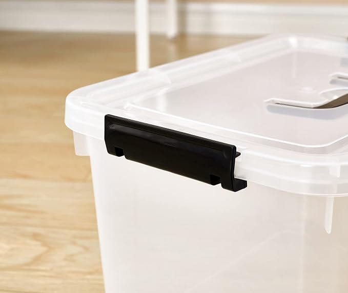JUJIAJIA 6 Quart Clear Storage Latch Box/Bins, 6-Pack Plastic Container with Latches and Lid