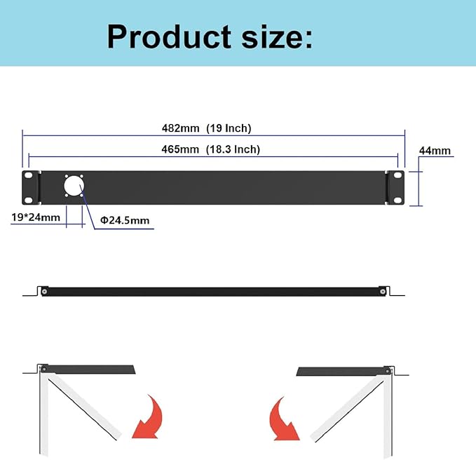 QiaoYoubang 1U Hinged Rack Panel 1D XLR HDMI Audio Rack Mount Panel for 19 inches Rack Mount (1D)