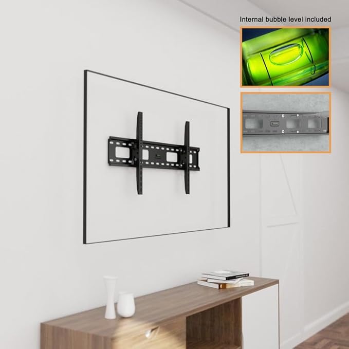 Ultra Slim Flat TV Wall Mount Bracket for Samsung 55" AU8000 Series Crystal 4K UHD HDR Smart TV (UN55AU8000FXZA, 2021 Model) Low 1.4" Profile Design, Heavy Duty Steel, Flush to Wall, Simple Install