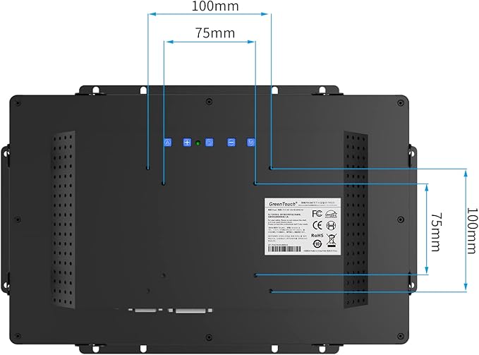 GreenTouch 13.3 Inch 10 Points Open Frame Touch Display, Industrial PCAP Touchscreen Monitor, VGA+HDMI+DVI Port - 16:9