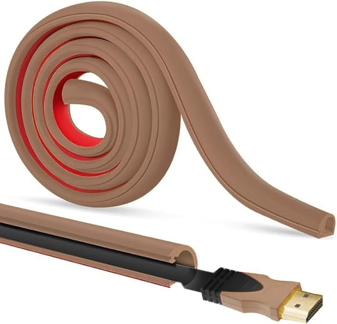 RPXRPXSide Open One Cord Cable Raceway Wire Cover for Cords, Our Cable Track is Best Suited for one Wire (Diameter <0.27"),Wire Raceway Management Cable Concealer Channel (Brown, 39in)