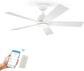 SMAAIR Smart Wifi LED Ceiling Fan, 52inch Plywood Indoor/Outdoor smart ceiling fan with Remote, App control with Timer and Schedule, Compatible with Alexa/Google Assistant/Siri Shortcuts (White)