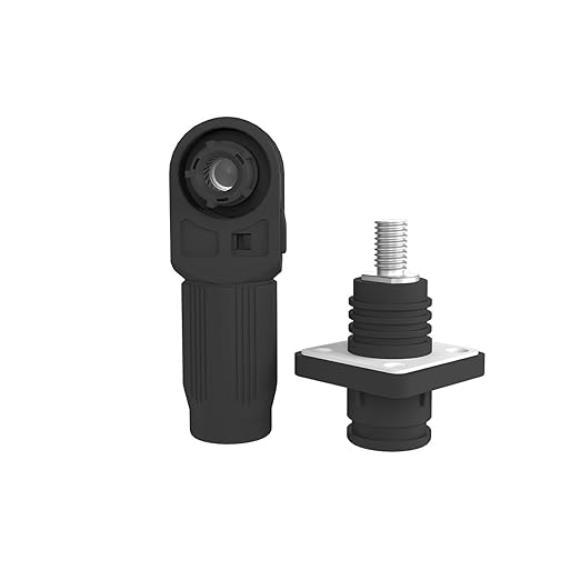 450A Battery Energy Storage Connector, 185mm² High Current Connectors IP67 Waterproof Stud Wiring Power Adapter Quick Plug Terminal Right Angle Plug and Socket (1500V Black)