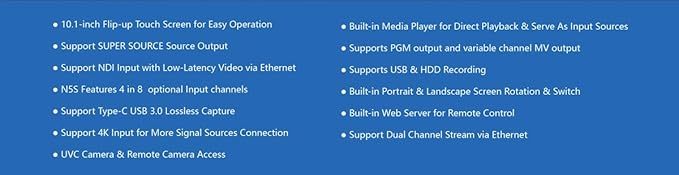 SPROLINK NeoLIVE N5/N5S 5 Input Channels Video Streaming switcher Laptop Design with 10.1inch Screen, with Dual 4k inputs, Support MV and PGM outputs (Neolive N5)