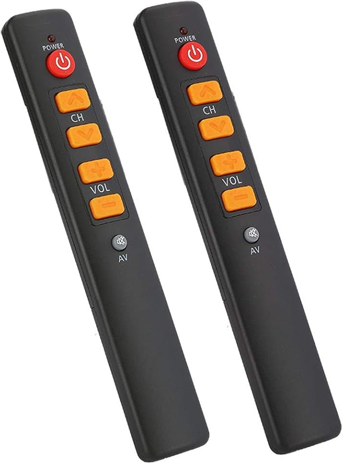 Big Button Learning Remote Control for Elderly,2Pack Universal Seniors Programmable Large 5 Keys Remote Control for TV/STB/DVD/DVB/HiFi/VCR, etc.