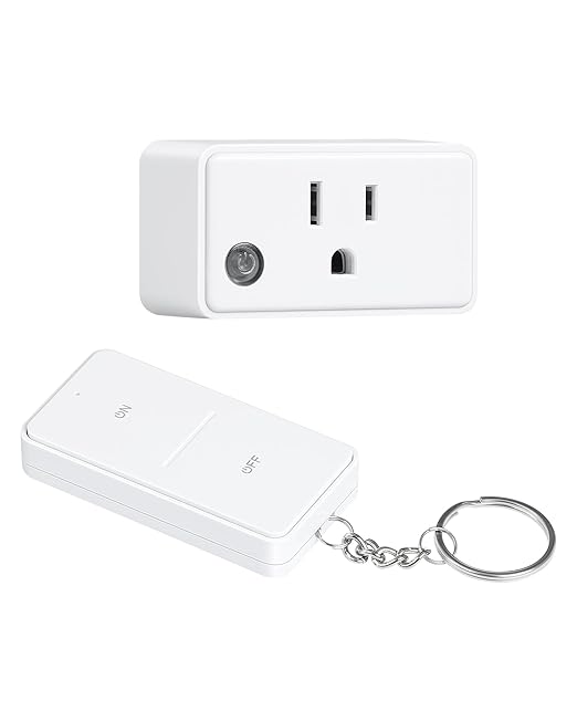 TREEWELL Remote Control Outlet, 200FT Long Range Wireless Light Switch, Mini Electrical Outlet Plug, 15A/1875W High-Power for Lamps, Lights, Household Appliances, FCC & ETL Listed