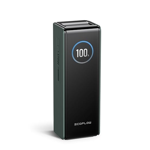 EF ECOFLOW Rapid Power Bank 25,000mAh, 170W Portable Charger with Dual 140W USB-C Ports for Multi-Device Charging, Smart TFT Screen, Compatible with iPhone 17/16/15/14, Samsung, Laptop (Green)