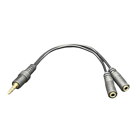 MasterStor Stereo Jack Splitter Cable3.5mm Male to 2 X Female Gold Plated Connector Adapter for Headphone Speakers, Mp3 Player, Mobile Phone,Laptop, PC,ipod (Black)