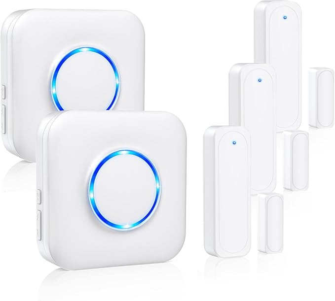 Door Chime, Satisure Door Sensor Chime When Door Opens, Door Entry Alarm for Business/Home/Office/Store with 600 FT Range 58 Chimes 5 Volume Levels LED Indicator (2 Receivers & 3 Sensors)