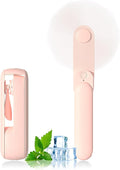 Lerat Portable Handheld Fan, 2 IN 1 Mini Hand Fan, Battery Operated [8-15 Working Hours], USB Rechargeable Personal Foldable Fan for Indoor, Small Pocket Fans Travel Essentials for Outdoor (Pink)