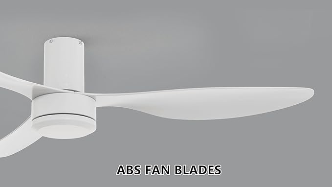 SMAAIR 52 Inch Ceiling Fan No Light with Remote, Flush Mount Modern Ceiling Fan without Lights, Quiet DC Motor, 10 Speed Adjustable, Indoor 3 Blade Ceiling Fan for Indoor Bedroom Living Room, White