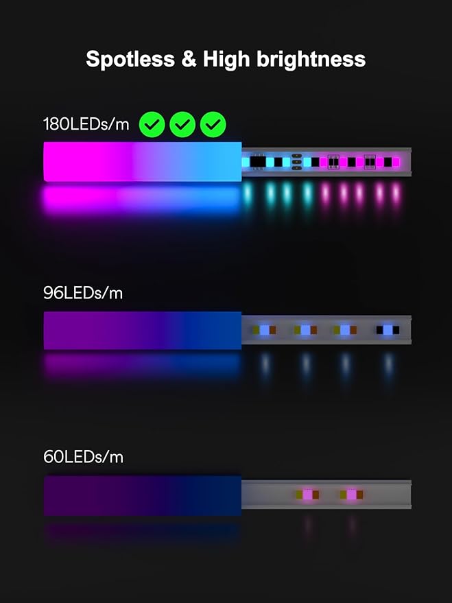 Smart LED Strip Lights with Covers 16.4ft, ‎RGB+WW+CW Strip Light Compatible with Alexa, Cove Lighting with Diffuser Channel, Decor for Under Cabinet, Skirting Lines, Bedroom, Studio