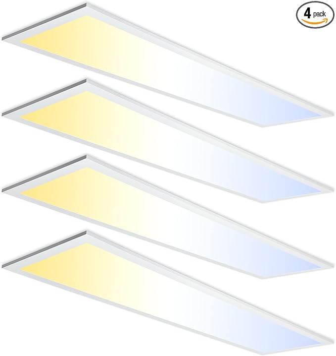 VocgoUU 1x4 LED Flat Panel Light 5000K 4000K 3000K - 1x4 LED Troffer Drop Ceiling Light Fixture, 0-10V Dimmable, 100-277V, ETL Listed, 4 Pack