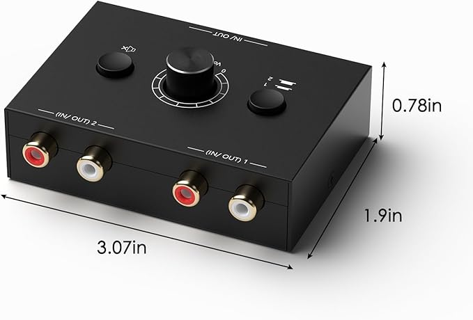 Dingsun Bi-Directional 2-Way RCA Stereo Audio Switch Audio Signal Source Switcher Selector Splitter Box for DVD/Blu-ray Players etc. (2 Input-1 Output /1 Input-2 Output)