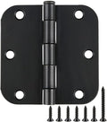 24 Pack Rounded Matte Black Door Hinges 3.5 inch x 3-1/2", 5/8 Radius Storage Hinge with White Interior Decoration Doors Classic Colour Coordination Closet Shed Hardware for Inside Home Improvement