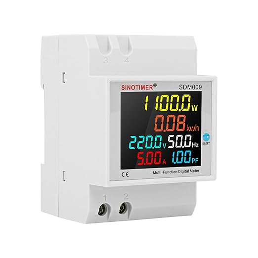 6IN1 Single Phase Energy Meter Din Rail Electricity Usage Monitor AC 40-300V 100A Voltmeter Ammeter Watt Kwh Frequency Power Meter Built-in CT 110V