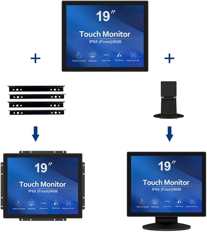GreenTouch 19 inch Ultra Slim Touch Open Frame Monitor, HDMI/VGA/DVI Interface, 1280 x 1024 Resolution, Industrial Touch Display