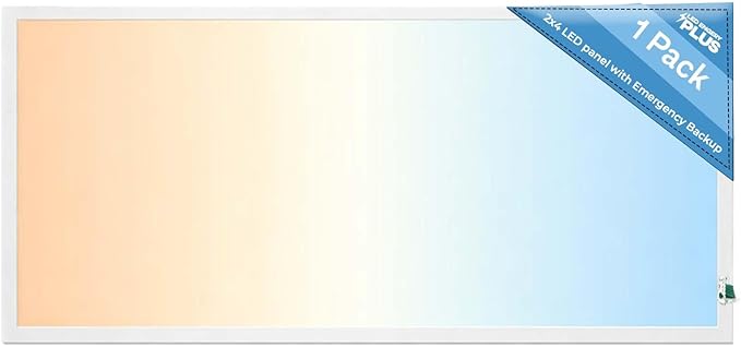 2X4 LED Flat Panel Light with Emergency Battery Backup, 50W 3000K/4000K/5000K, 0-10V Dimmable, 6500 Lumens, LED Drop Ceiling Lights, 100-277V, DLC UL Listed, Ultra Thin Back-Lit(1 Pack)