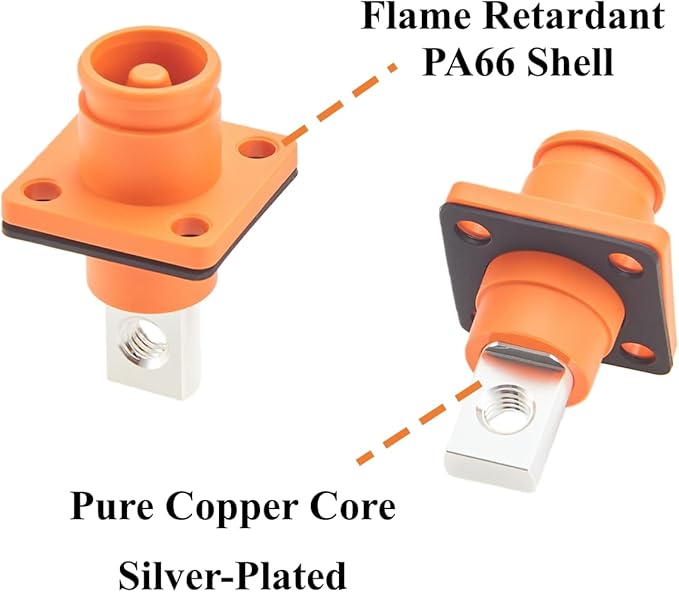 1 Set Battery Energy Storage Connector 120A 25mm² High Current HV Connectors Quick Plug Terminal Right Angle Plug and Socket IP67 Waterproof Power Adapter (Orange, 120A)