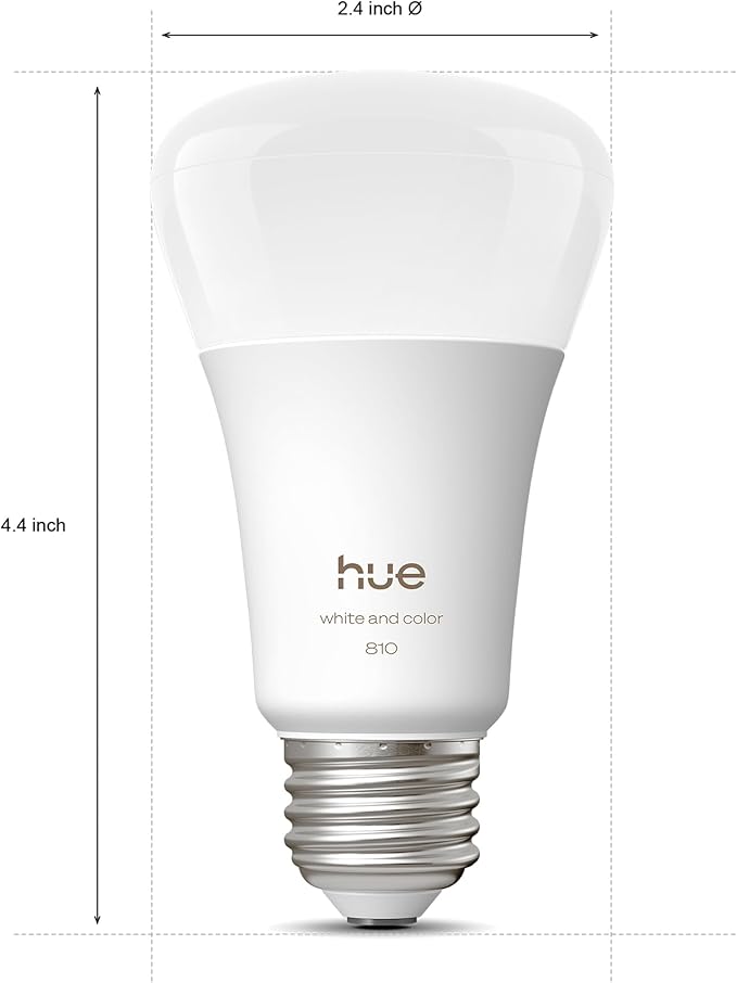 Philips Hue Smart LED A19 Bulb, White & Color Ambiance, E26 Base, 7.2W, Full Spectrum Light 1000K-20000K, 810 Lumens, Dimmable LED Bulbs, Works with Alexa, Google,& Apple Home, 3pk