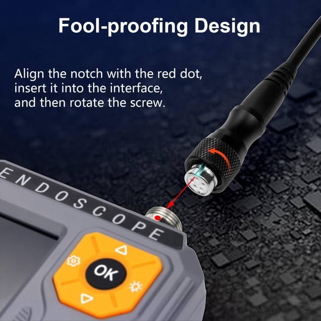 5‘’ Dual Lens Endoscope Camera with Light, 1080P Borescope Inspection Camera with Photo & Video, 7.9mm IP67 Waterproof Sewer with 7 LED Lights,16.5FT Semi-Rigid Cable, Built-in 32G Card